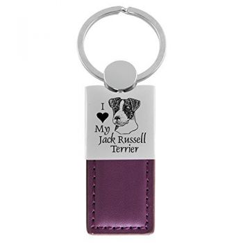 Modern Leather and Metal Keychain  - I Love My Jack Russel Terrier
