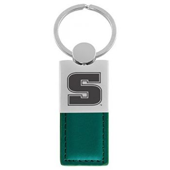 Modern Leather and Metal Keychain - Slippery Rock