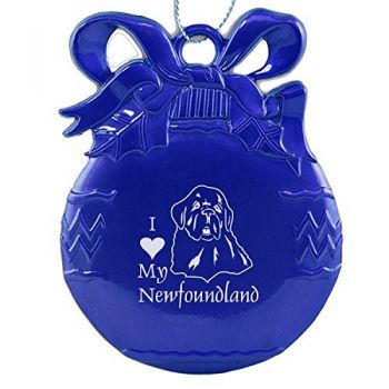 Pewter Christmas Bulb Ornament  - I Love My Newfoundland Dog