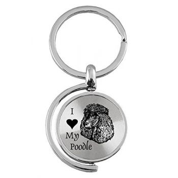 Spinner Round Keychain  - I Love My Poodle