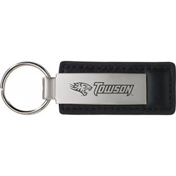 Stitched Leather and Metal Keychain - Towson Tigers