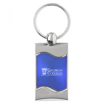 Keychain Fob with Wave Shaped Inlay - Georgia College Bobcats