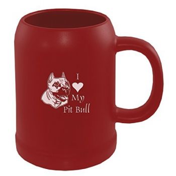 22 oz Ceramic Stein Coffee Mug  - I Love My Pit Bull