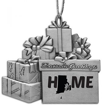 Pewter Gift Display Christmas Tree Ornament - Rhode Island Home Themed - Rhode Island Home Themed