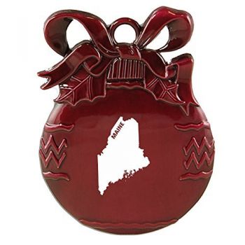 Pewter Christmas Bulb Ornament - Maine State Outline - Maine State Outline