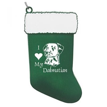 Pewter Stocking Christmas Ornament  - I Love My Dalmatian