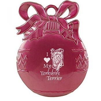 Pewter Christmas Bulb Ornament  - I Love My Yorkie