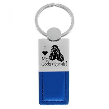 Modern Leather and Metal Keychain  - I Love My Cocker Spaniel