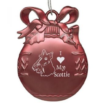 Pewter Christmas Bulb Ornament  - I Love My Scottish Terrier