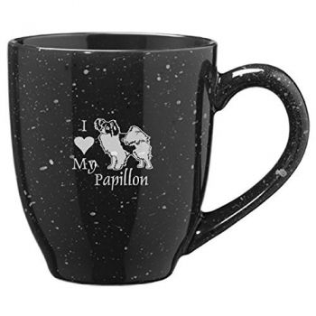 16 oz Ceramic Coffee Mug with Handle  - I Love My Papillon