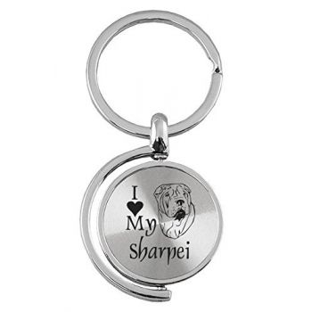 Spinner Round Keychain  - I Love My Sharpei