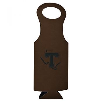 Velour Leather Wine Tote Carrier - Tarleton State Texans
