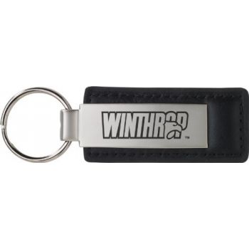 Stitched Leather and Metal Keychain - Winthrop Eagles