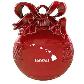 Pewter Christmas Bulb Ornament - Hawaii State Outline - Hawaii State Outline
