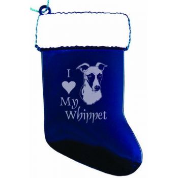 Pewter Stocking Christmas Ornament  - I Love My Whippet
