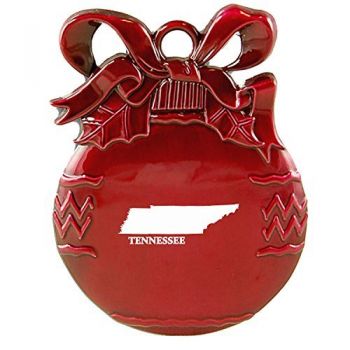 Pewter Christmas Bulb Ornament - Tennessee State Outline - Tennessee State Outline