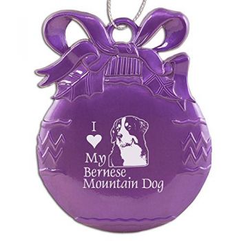 Pewter Christmas Bulb Ornament  - I Love My Bernese Mountain Dog