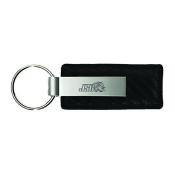 Carbon Fiber Styled Leather and Metal Keychain - Jacksonville State Gamecocks