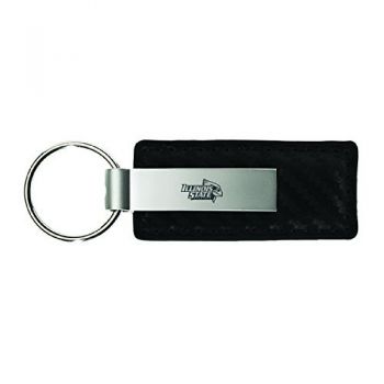Carbon Fiber Styled Leather and Metal Keychain - Illinois State Redbirds