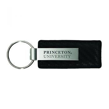 Carbon Fiber Styled Leather and Metal Keychain - Princeton University