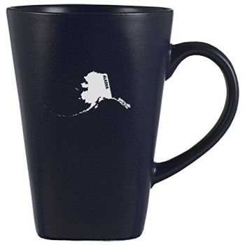 14 oz Square Ceramic Coffee Mug - Alaska State Outline - Alaska State Outline