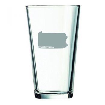 16 oz Pint Glass  - Pennsylvania State Outline - Pennsylvania State Outline