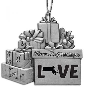 Pewter Gift Display Christmas Tree Ornament - Massachusetts Love - Massachusetts Love