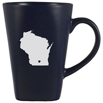 14 oz Square Ceramic Coffee Mug - I Heart Wisconsin - I Heart Wisconsin