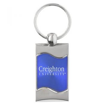 Keychain Fob with Wave Shaped Inlay - Creighton Blue Jays