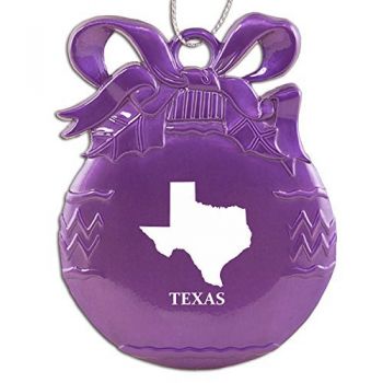 Pewter Christmas Bulb Ornament - Texas State Outline - Texas State Outline