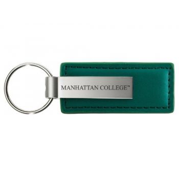 Stitched Leather and Metal Keychain - Manhattan College Jaspers