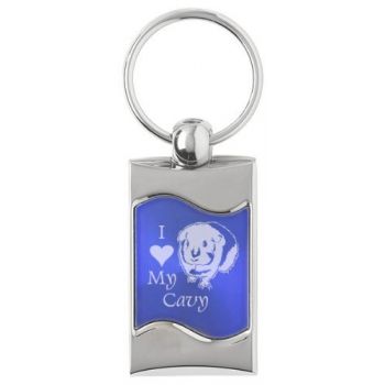 Keychain Fob with Wave Shaped Inlay  - I Love My Cavy