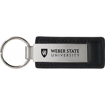 Stitched Leather and Metal Keychain - Weber State Wildcats