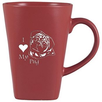 14 oz Square Ceramic Coffee Mug  - I Love My Pug
