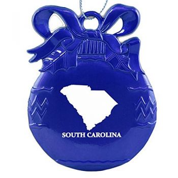 Pewter Christmas Bulb Ornament - South Carolina State Outline - South Carolina State Outline