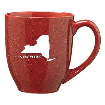 16 oz Ceramic Coffee Mug with Handle - New York State Outline - New York State Outline
