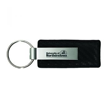 Carbon Fiber Styled Leather and Metal Keychain - Northern Iowa Panthers