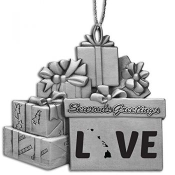 Pewter Gift Display Christmas Tree Ornament - Hawaii Love - Hawaii Love