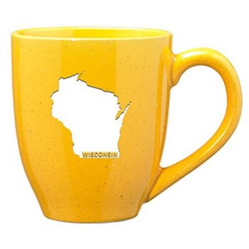 16 oz Ceramic Coffee Mug with Handle - Wisconsin State Outline - Wisconsin State Outline