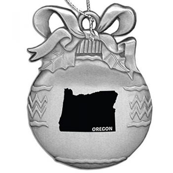 Pewter Christmas Bulb Ornament - Oregon State Outline - Oregon State Outline