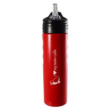 24 oz Stainless Steel Sports Water Bottle  - I Love My Border Collie