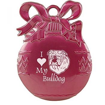 Pewter Christmas Bulb Ornament  - I Love My Bull Dog