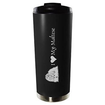 16 oz Vacuum Insulated Tumbler with Lid  - I Love My Maltese