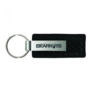 Carbon Fiber Styled Leather and Metal Keychain - Sam Houston State Bearkats 
