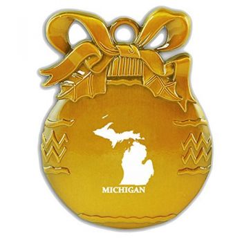 Pewter Christmas Bulb Ornament - Michigan State Outline - Michigan State Outline