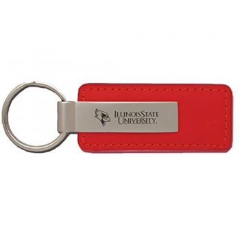 Stitched Leather and Metal Keychain - Illinois State Redbirds