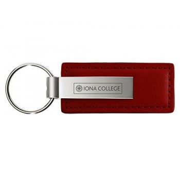 Stitched Leather and Metal Keychain - Iona Gaels