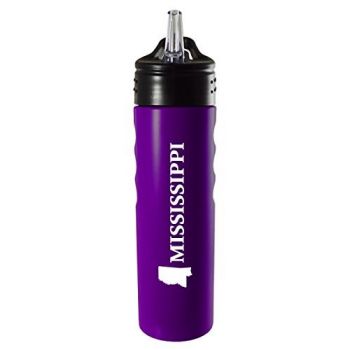 24 oz Stainless Steel Sports Water Bottle - Mississippi State Outline - Mississippi State Outline