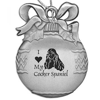 Pewter Christmas Bulb Ornament  - I Love My Cocker Spaniel