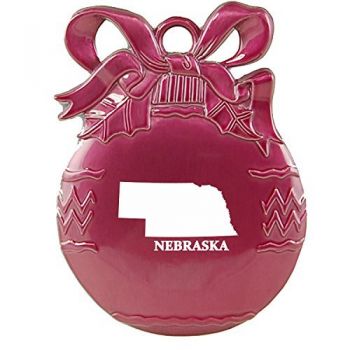 Pewter Christmas Bulb Ornament - Nebraska State Outline - Nebraska State Outline